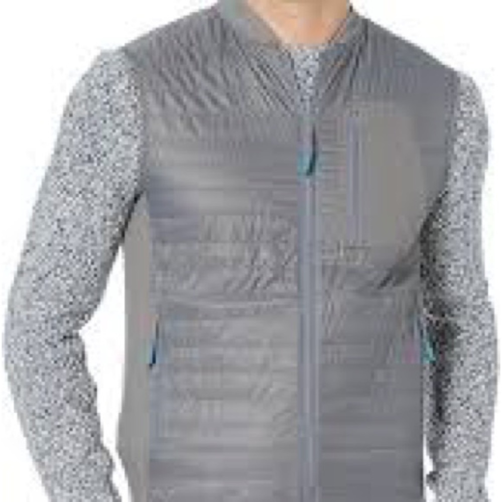 Southern Tide Gray Quilted Vest with Knit Accents